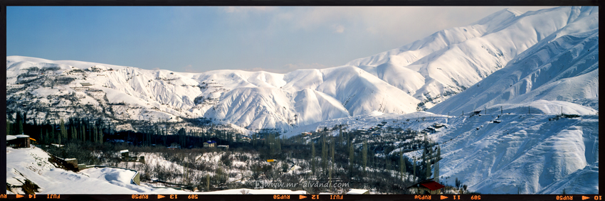 Amamah village in a snowy evening
