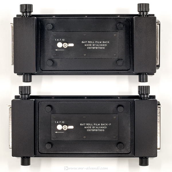 ALVANDI 6x17-F vs ALVANDI Panoral-617 version roll film back - back view
